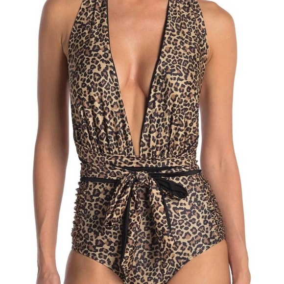 Nicole Miller NWT Leopard Print Tie Waist Swimsuit - Picture 4 of 10